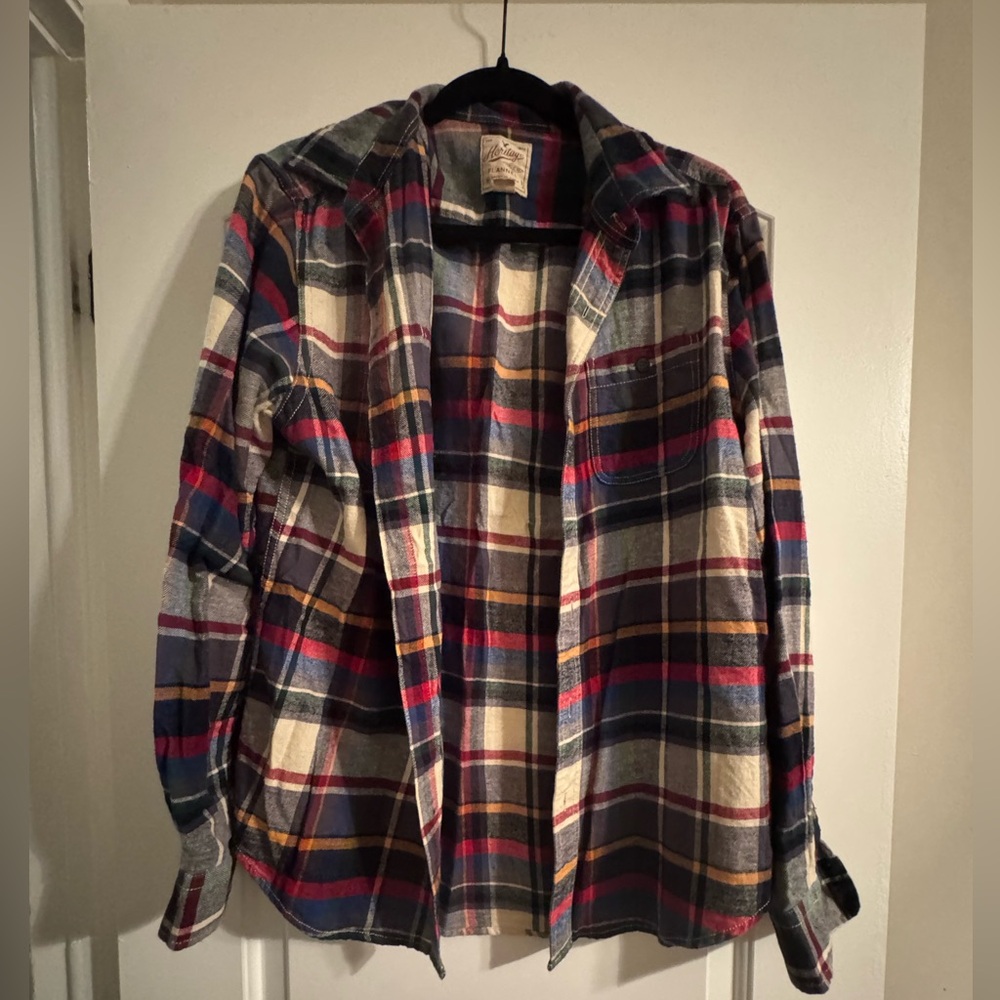American Eagle Outfitters Plaid Button Down Shirt - Red, Blue, White